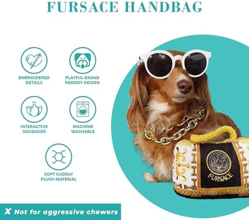 Haute Diggity Dog Fursace Handbag Plush Dog Toy, Designer Parody Chew Toys