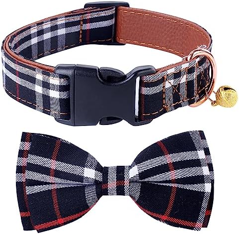 Yizepet Dog Collar with Bow Tie- Adjustable pet Collar for Dogs with Plastic Buckle Collar, Stylish Pattern for Small Medium or Large Boy and Girl Dog and Cat