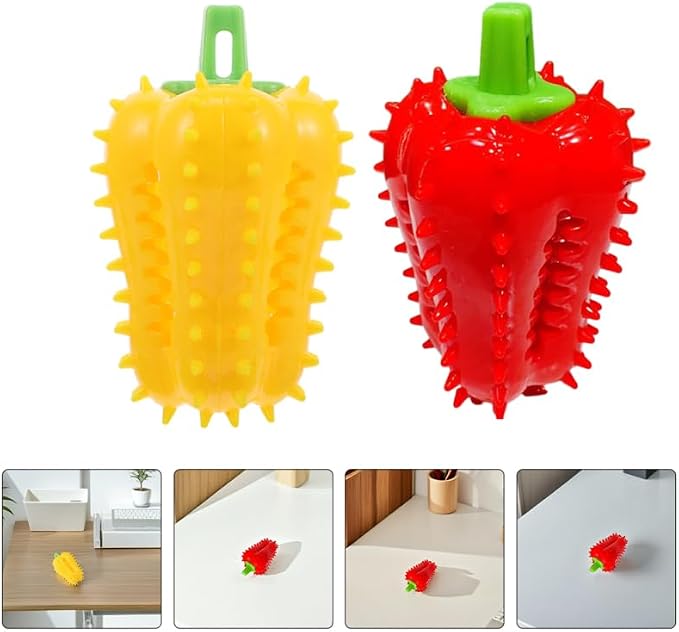 UPKOCH Dog Treat Dispenser Balls Chili Pepper Shaped Pet Feeding Toy for Teeth Cleaning Scent Stimulation Self-Entertainment 2 Pack 4.33 X 2.55 X 2.55 in