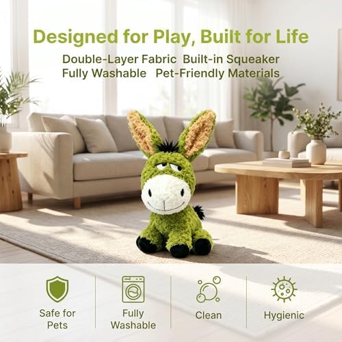 EMMA COLE Squeaky Plush Dog Toy, Tug of War Dog Toys for Large Breed Toy,Stuffed Animal Dog Plush Squeaky Interactive Toy for Puppy, Small, Middle, Large Dogs (Donkey)