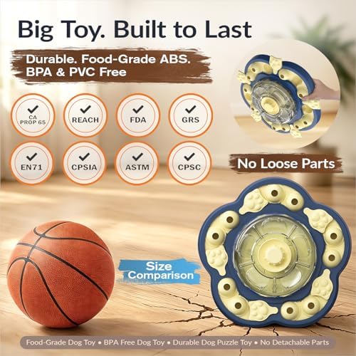 KADTC 3-Level Dog Puzzle Toy, Spin to Release Treat Dispenser & Slow Feeder