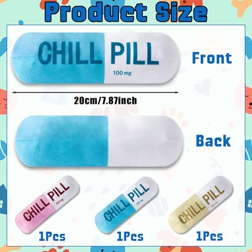 CUweipeng Funny Chill Pill Dog Plush Toy Cat Interactive Squeaky Pet Toy
