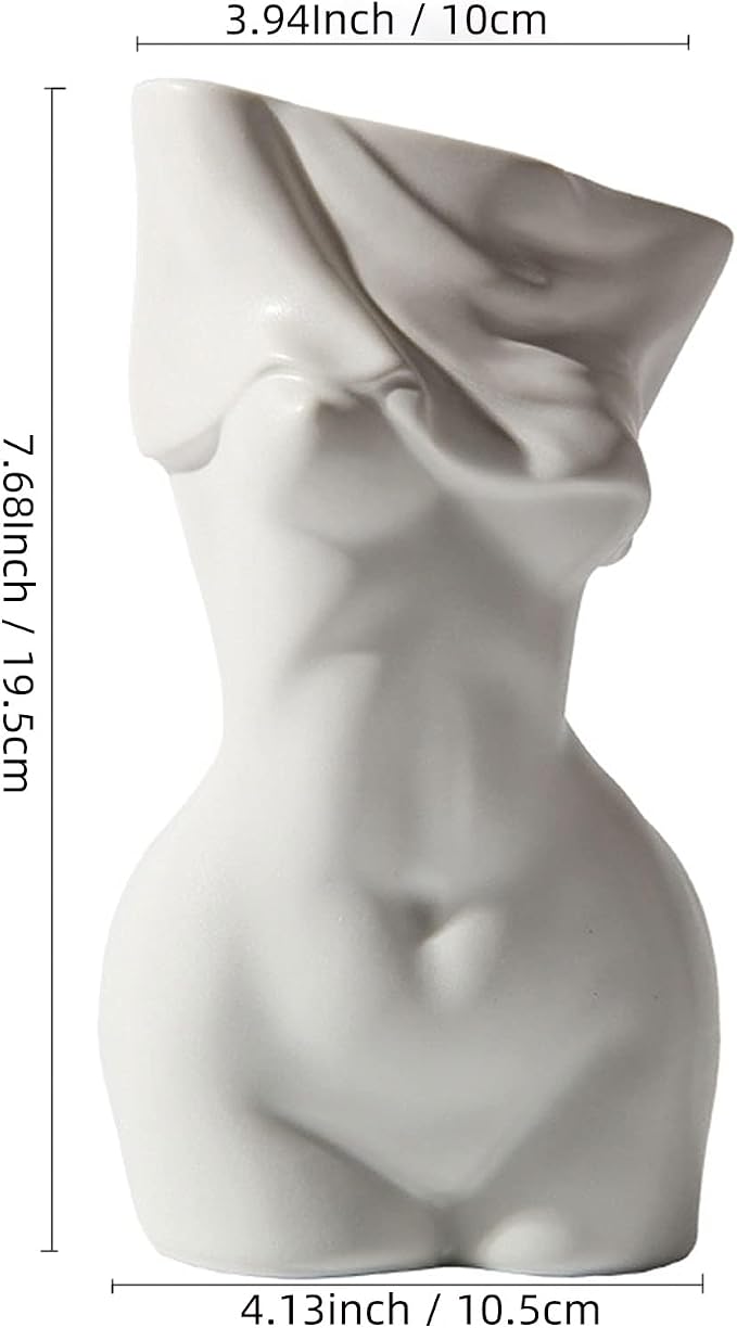 Body Vase Female Form,White Ceramic Vase Unique Undressing,Female Body Vase Modern Curve Art Body Flower Vase for Home Decor Table Decor 7.28x3.94x3.54inches(White)