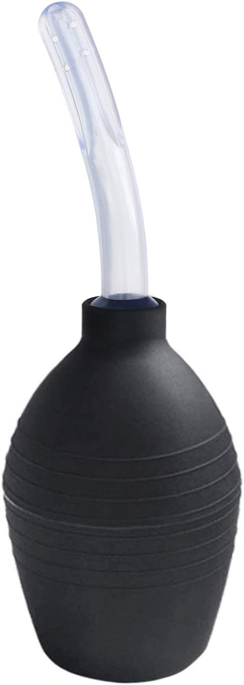 Abyclean Anal Douche Enema Bulb Vaginal Douche Enema Cleaner for Women’s or Man’s Health (500ml Black and Transparent)