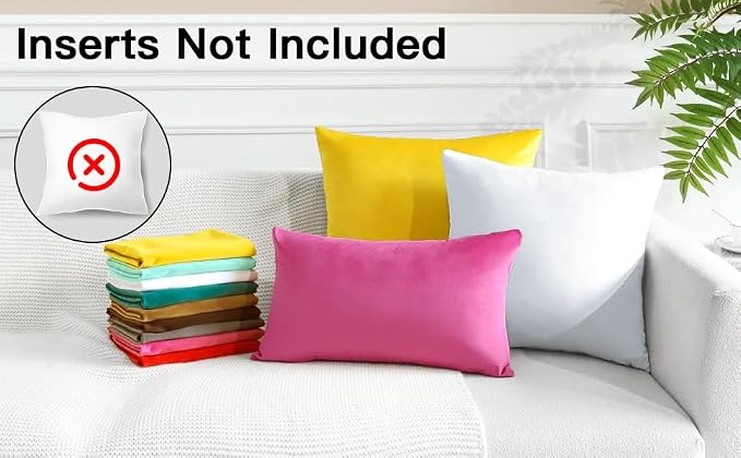 Artscope Set of 1 Luxury Velvet Pillow Covers ONLY Cover Decorative Rectangle Pillowcases Soft Solid Cushion Cases for Couch Sofa Bedroom Car Decor 12x20 Inch White (ONLY Cover)