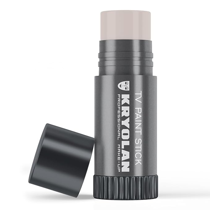 Kryolan TV Paint Stick - TV Matte White Makeup Stick - Foundation Makeup - Makeup for TV, Theater, Stage, Acting, Face and Body, Full Coverage Cream Concealer Stick Foundation - Made in USA (25 g)
