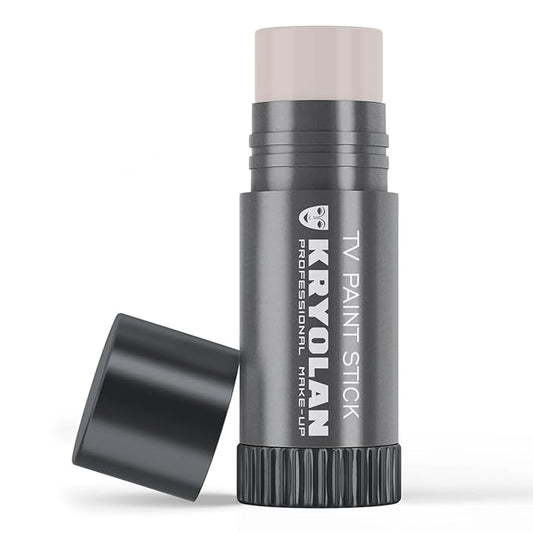 Kryolan TV Paint Stick - TV Matte White Makeup Stick - Foundation Makeup - Makeup for TV, Theater, Stage, Acting, Face and Body, Full Coverage Cream Concealer Stick Foundation - Made in USA (25 g)