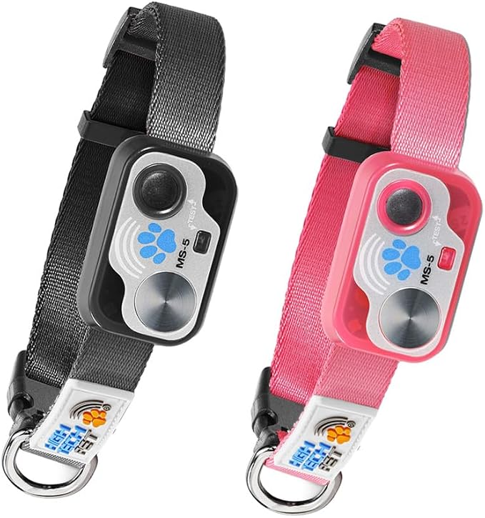 Genuine MS-5® Automatic Smart Pet Door Collar 2-Pack, Tested & Certified by High Tech Pet - Black & Pink