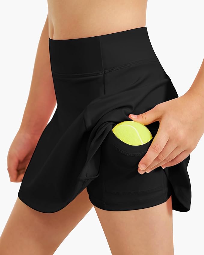 Stelle Girls Tennis Skirts with Pockets Athletic Skorts Inner Shorts High Waisted Sports Golf Running Skirt