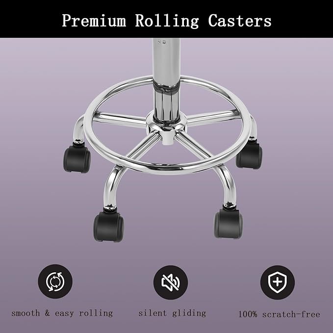 Saddle Chair Rolling Ergonomic Swivel Chair with Soft Comfortable Cushion and Wheels Hydraulic Adjustable Stool for Home Office Dental Tattoo Salon Shop Use with Backrest (Pinksilver)