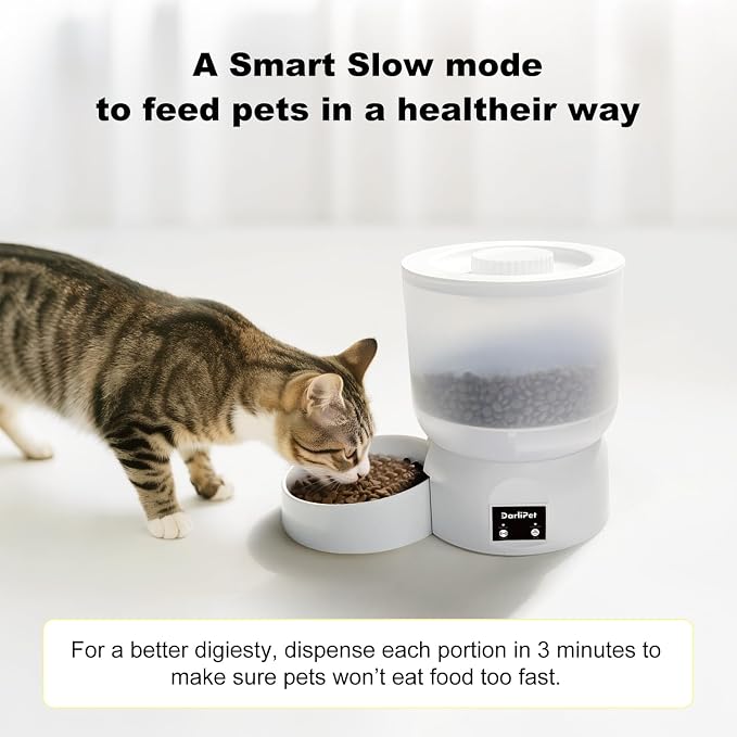 Automatic Cat Feeder with 270-Day Battery Life, Rechargeable Auto Cat Feeder with Slow Feed Mode & Very Quiet Dispensing, 2.5L Bluetooth Small cat Food Dispenser for Cats & Small Dogs