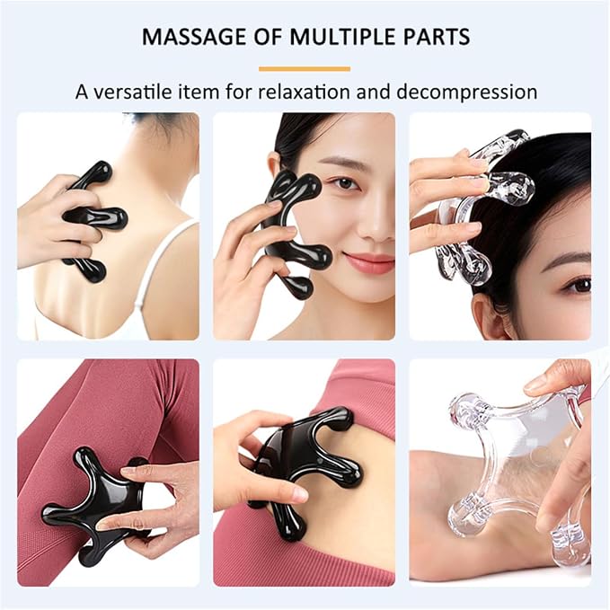 Trigger Point Massage Tools, 2 Pack Easier Grip Star Shaped 5 Legged Pressure Point Handheld Massage Tool for Deep Tissue Pain Relief, Suitable for Full Body (Transparent)