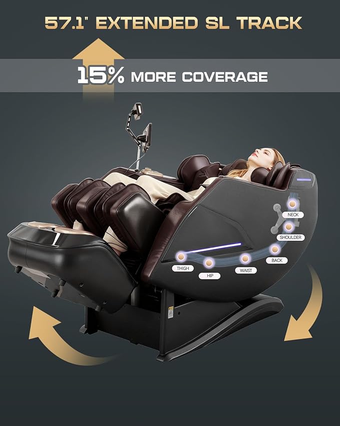 4D Massage Chairs Full Body,Zero Gravity SL-Track Shiatsu Massage Chair Recliner,Core Heating,20 Massage Techniques,Deep Yoga Stretch,Foot Rollers, Ai Voice,Touch Screen,Wireless Charging