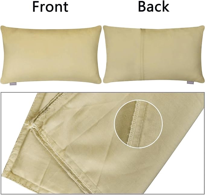 Thmyo 4-Pack 100% Cotton Lumbar Comfortable Solid Decorative Throw Pillow Case Rectangle Cushion Cover Pillowcase Sublimation Blank Pillow Covers DIY Throw Pillowcase(12x20inch/30x50cm, Khaki)