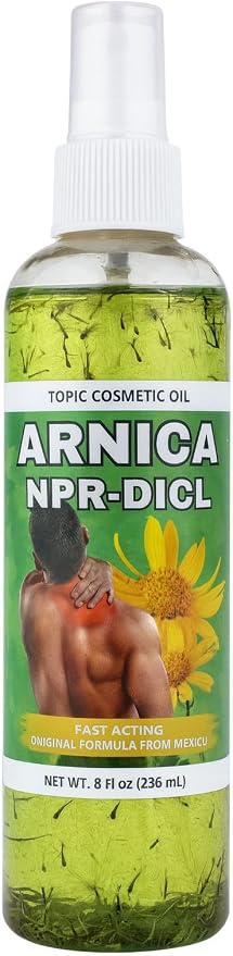 Arnica Massage Oil - 8 oz (236ML) - Aceite con Arnica - Moisturizing, Infused with Real Botanicals - Body Care Cosmetic Comfort Moisturize Moisturizer