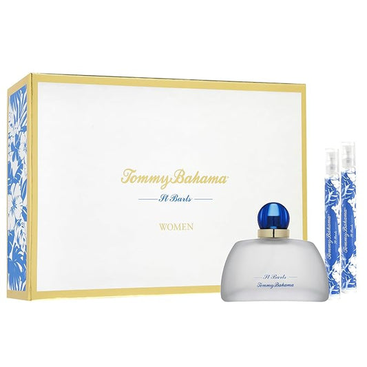 Tommy Bahama St. Barts 3 PC Perfume Gift Set for Women, Set Includes 3.4 Fl Oz Eau de Parfum + Two 0.34 Fl Oz Mini Travel Sprays, Christmas Gift, Stocking Stuffer for Her