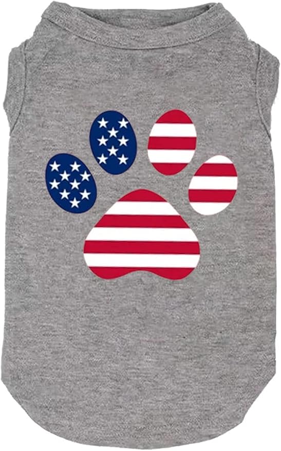 American Flag Dog Shirt - Popsicle 5th of July Funny Graphic T Shirts - Small, Large, X-Small, Grey02