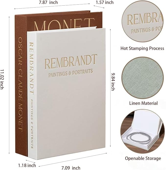 Faux Decorative Books with Hidden Storage – Classic Linen Aesthetic Boxes for Home Decor, Shelf Styling, Coffee Table Display, and Gift Scene Use