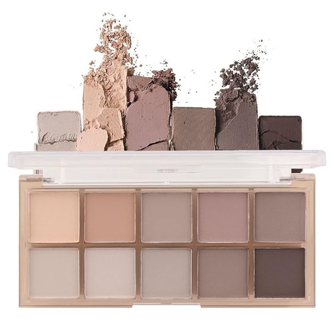 10 Colors Nude Gray Taupe Matte Eyeshadow Palette,Neutral Nude Eye Shadow Palette,Long Lasting Waterproof Travel Size Makeup Pallete,Vegan,Cruelty -free