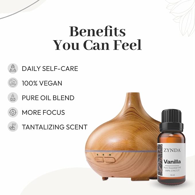 Vanilla Essential Oil for Skin Capturing Invigorating Botanicals - Luxurious 10ml Soothing Massage Vanilla Oil for Total Relaxation and Delight - Essential Oils Unveil Your Skin Natural Radiance