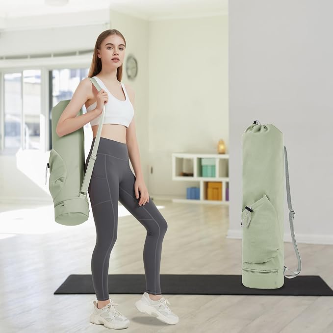 sportsnew Yoga Mat Bag with Water Bottle Pocket and Bottom Wet Pocket, Exercise Yoga Mat Carrier Multi-Functional Storage Bag, Patent pending