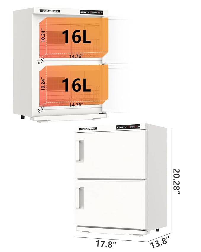ADVWIN 32L Hot Towel Warmer Cabinet, Towel Warmer for Spa Salon, Professional Large Capacity Towel Double Cabinet for Bathroom, Esthetician