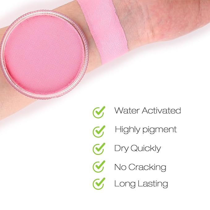Bowitzki 30g Professional Face Paint Body Paint Water Based Face painting Makeup Safe for Kids and Adults Split Cake Single Color (Light Pink)
