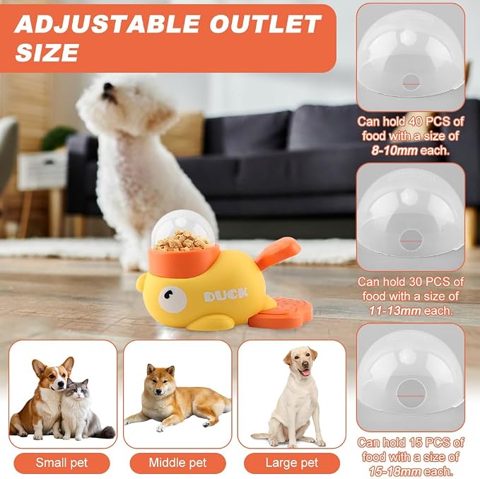 Duck-Shaped Slow Feeder Treat Dispenser Puzzle Toy with 10 Non-Slip Pads