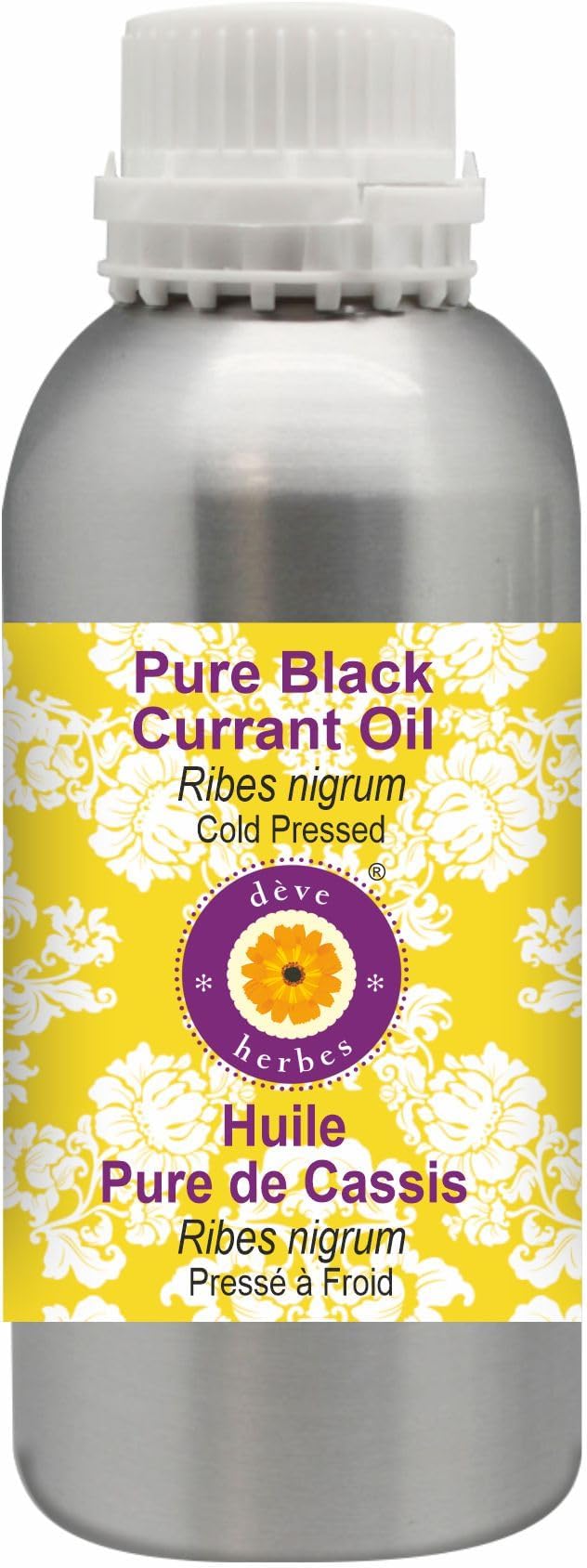 Deve Herbes Pure Black Currant Oil (Ribes nigrum) Cold Pressed 1250ml (42 oz)