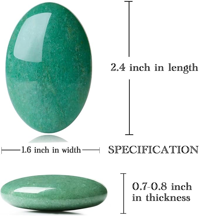 MAIBAOTA 2.4" Large Green Aventurine Crystal Stone Polished Palm Stone Healing Crystals 0.7" Thick Natural Reiki Gemstone Worry Stone Energy Balancing Anxiety Stress Relief Meditation 1 Pc