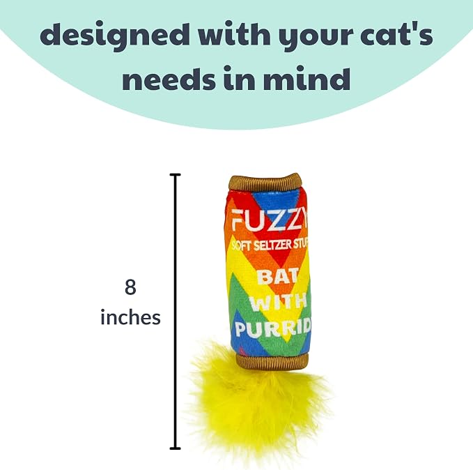 Huxley & Kent Plush Crinkle Catnip Cat Toy, Fuzzy Soft Seltzer