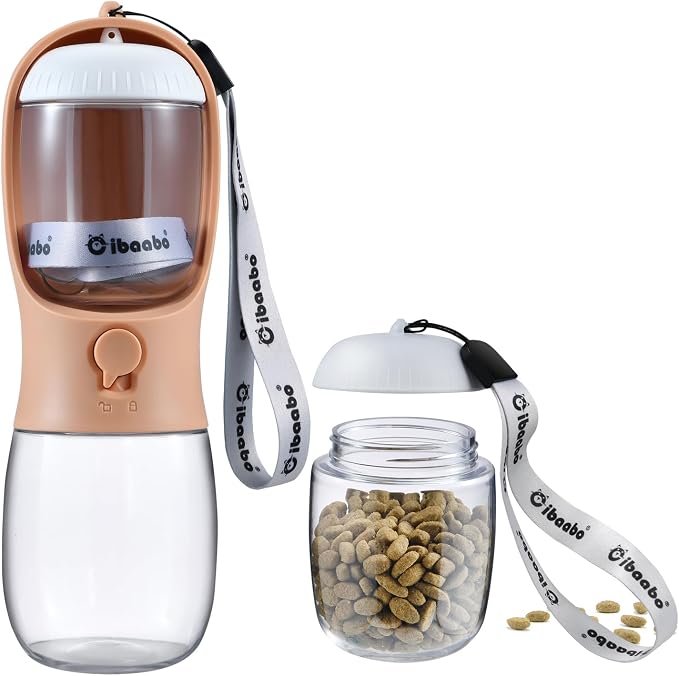 Cibaabo Dog Water Bottle Portable with Food Container & Filter for Travel | Feeding & Hydration | Travel Puppy Water Bowl | Portable Pet Dispenser | Girl Dog Accessories | for Hiking Camping Beach