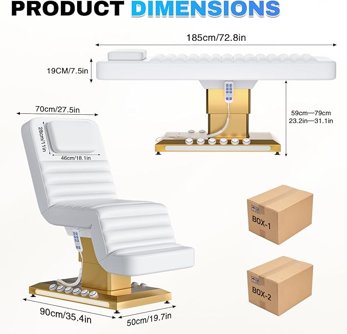 Fully Electric Massage Table with Lift, 1500lbs Capacity - Professional Adjustable Facial Bed for Estheticians, Spa & Waxing, Heavy-Duty 550lbs Capacity 2r1 (White - Fully)