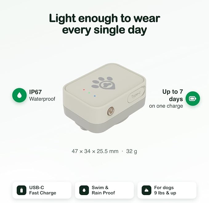OxiLeash GPS Dog Collar & Health Tracker - Real-Time 4G Location Tracking, Virtual Fence System, Escape Alerts, Heart Rate & SpO2 Monitor, IP67 Waterproof Pet Tracker for Small & Large Dogs