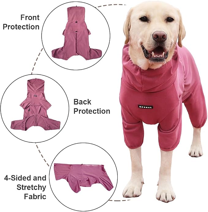 Dog Pajamas for Large Dogs,Extra Large Stretch, Suitable for Adult, Medium-Sized Dogs, Large Pet Jumpsuit Four-Legged Dog Clothes, Pet Clothing. (Red Color, 5XL)