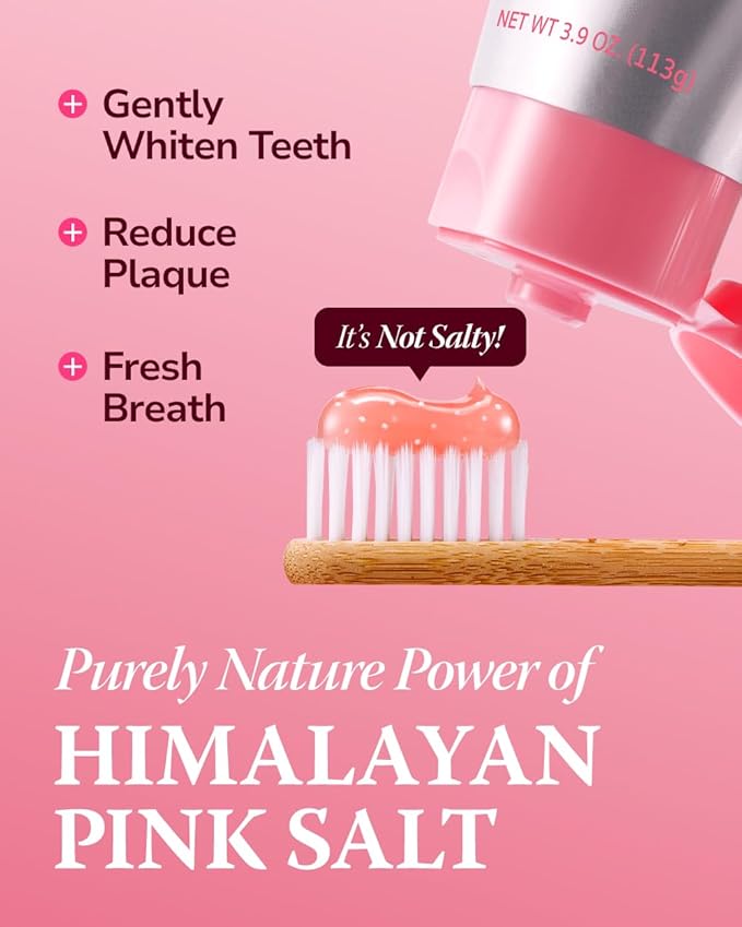 HIMALAYA PINKSALT Natural Whitening Toothpaste - Fluoride Free, Natural Toothpaste for Teeth Whitening, Gum Health Care, Plaque Remover - Spearmint Flavor, 3.9 oz (Pack of 2)