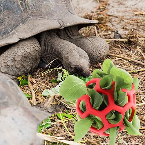 Tirifer Tortoise Treat Ball Toy Hay Feeder Ball Hanging Feeding Grass Ball Fruit Vegetable Feeder Holder Foraging Toy for Small Animals Pet Tortoise Turtle