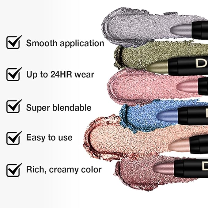 evpct Black Matte Cream Eye Shadow Sticks Brightener Pencils for Women, Long Lasting Silky Eyeshadow Applicator Stick Pen Waterproof, Blendable Crease-Proof Stick Eyeshadow Matte Black Eye Makeup 56