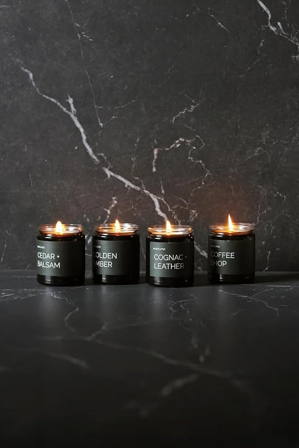 Premium Soy Wax Candle | Highly Scented Black Glass Jar Candles | Long Lasting, Clean Burn | 8 oz | Gifts for Man and Woman | Made in USA (Sea Salt + Linen)