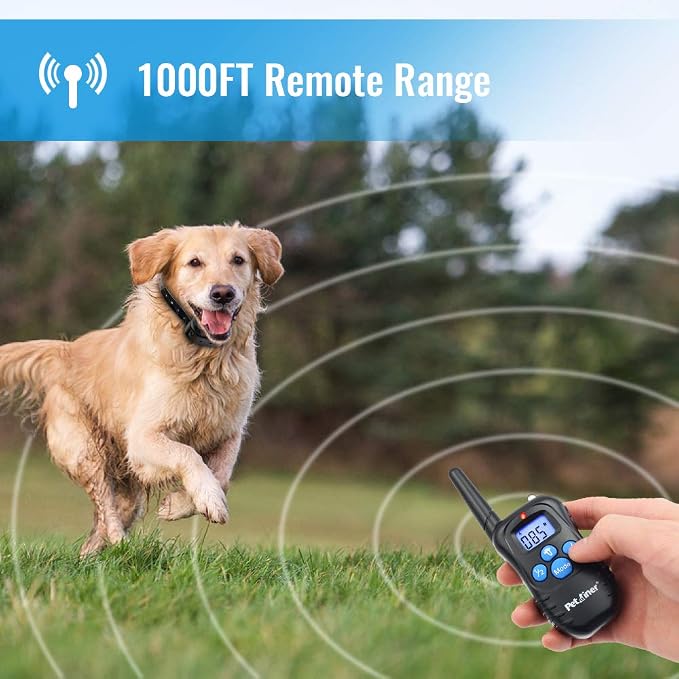 Petrainer Training Collar for Dogs - Waterproof Rechargeable Dog Training E-Collar with 3 Safe Correction Remote Training Modes, Static, Vibration, Beep for Dogs Small, Medium, Large