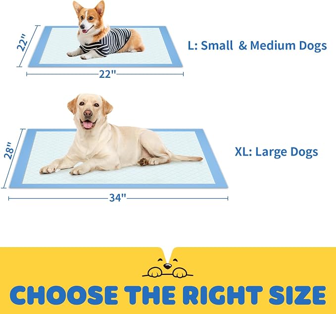 Powools Puppy Pads for Dogs, 34 x 28 in, 6-Layer, Leak-Proof, 100-Pack | X-Large Pee Pads for Dogs Potty Training, Quick-Dry Design, Wee Wee Pads for Dogs, Puppy Training Pads