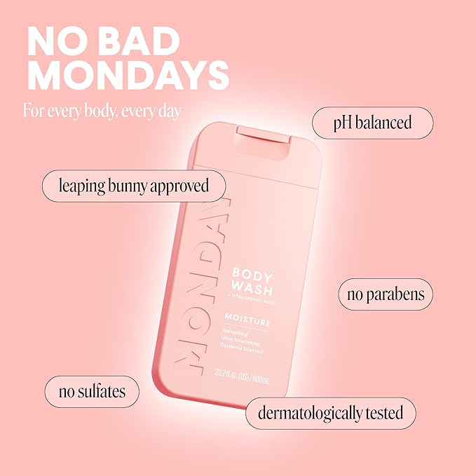 MONDAY HAIRCARE MOISTURE Body Wash in Fresh Gardenia with Hyaluronic Acid & Shea Butter for All Skin Types, 600 mL
