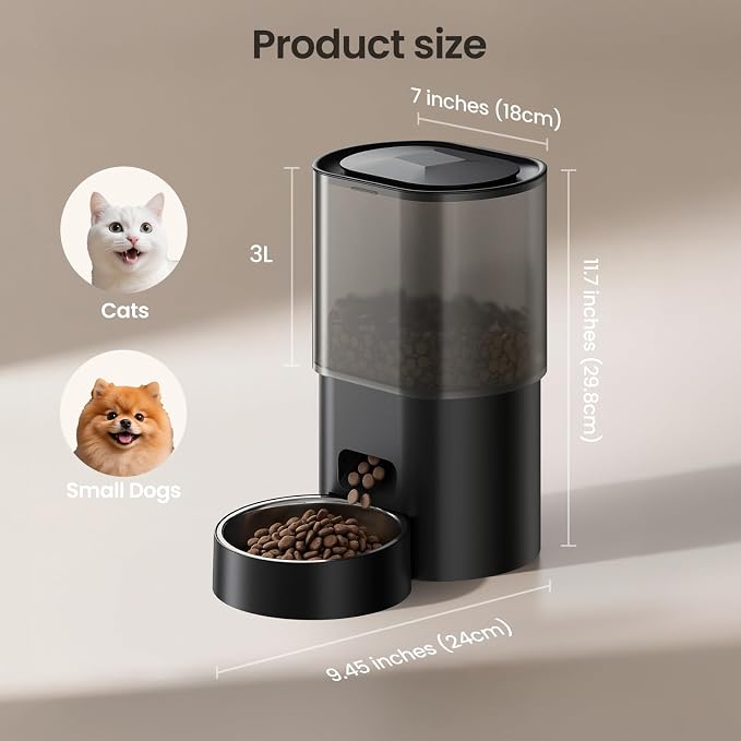 Automatic Cat Feeder and Water Fountain 2-in-1, Smart Timed Cat Food Dispenser with 2.4G WiFi APP Control, Automatic Dog Feeder and Water Dispenser with 10s Voice Recorder for Cats Small Dogs