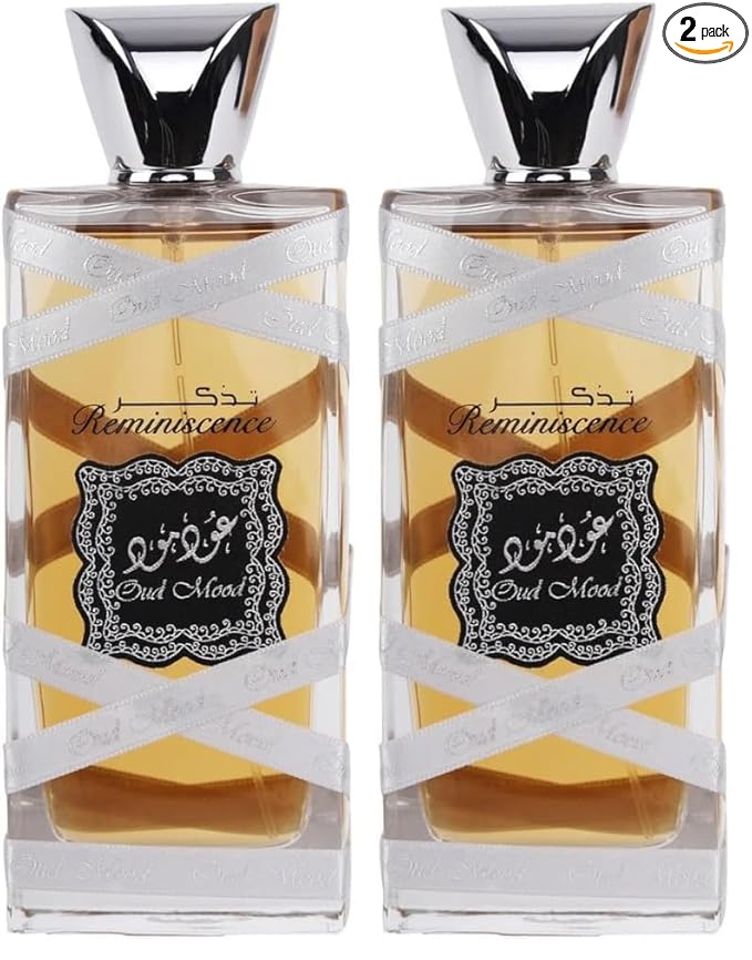 Lattafa Oud Mood Reminiscence for Unisex Eau de Parfum Spray, 3.4 Ounce (Pack of 2)