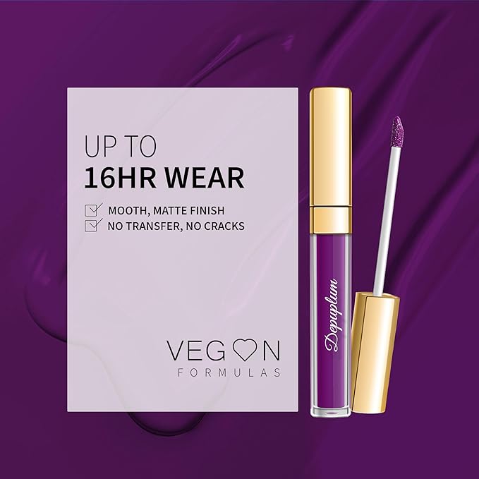 3Pc Matte Liquid Lipsticks for Women Red Lipstick Brown Lisptick Purple Lipstick Cruelty Free Long Lasting Lip Makeup, DM15+22+29