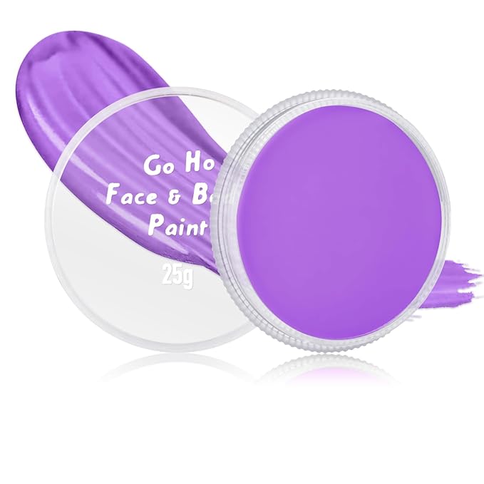 Go Ho Purple Face Paint Washable for Halloween Makeup,Creamy to Gel Water Based Purple Face Body Paint Full Coverage forCosplay SFX Costumes Festivals Makeup,25g