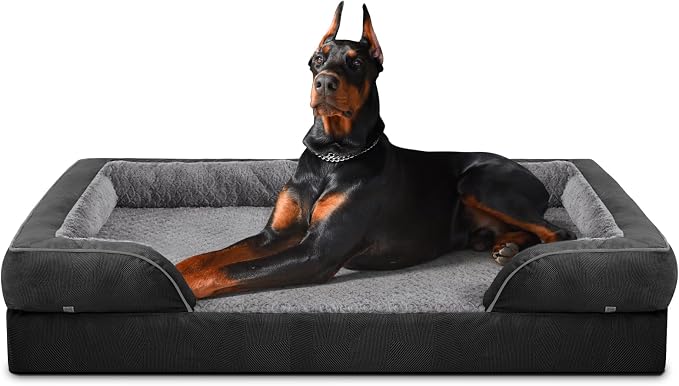 XXL Plus Orthopedic Dog Beds Large Sized, XL Washable Dog Sofa with Egg-Crate Foam, Waterproof Lining and Non-Skid Bottom