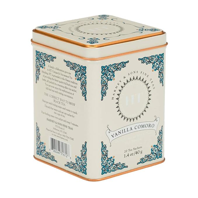 Harney and Sons Fine Tea, Vanilla Comoro, 20 Count (Pack of 4)