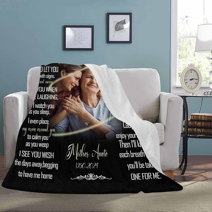 Custom Memorial Blanket with Photo - Sympathy Gift for Loss of Loved One