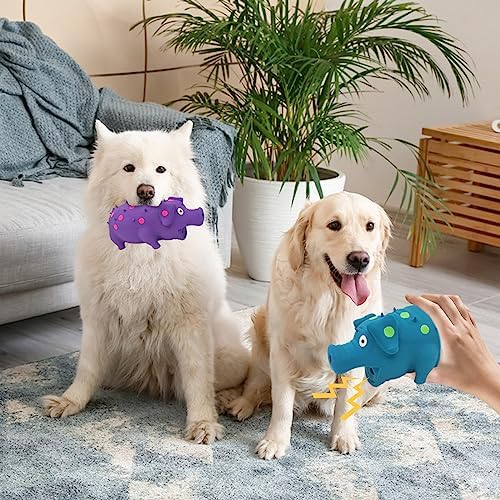 Andiker Dog Squeaky Toy, Dots Latex Dog Chew Toys with a Oinks Sound Squeaker Grunting Pig Dog Toy Durable Self Play 8" Dogs Squeeze Toy for Dental Biting Chasing to Kill Boring Time (Purple)